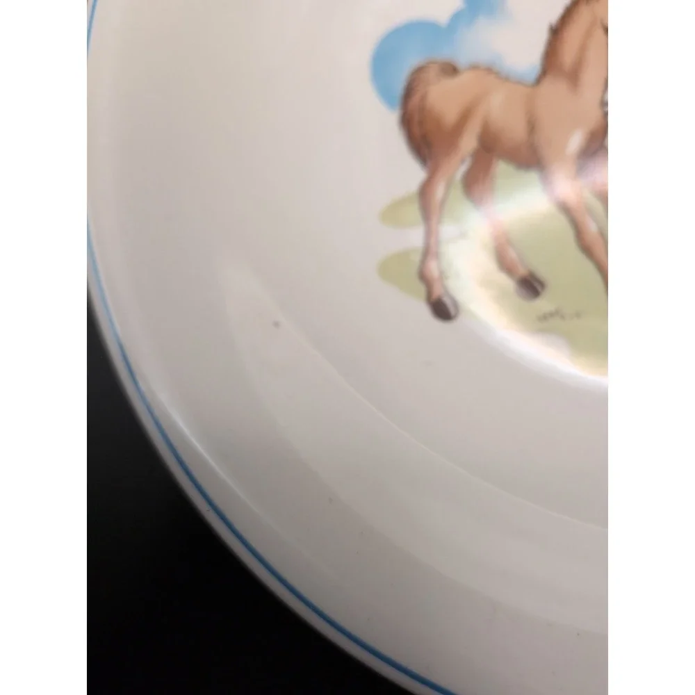 MCM Copeland Spode Pets Farm Vintage Childs Bowl Pony Horse Dog Pasture - 03365